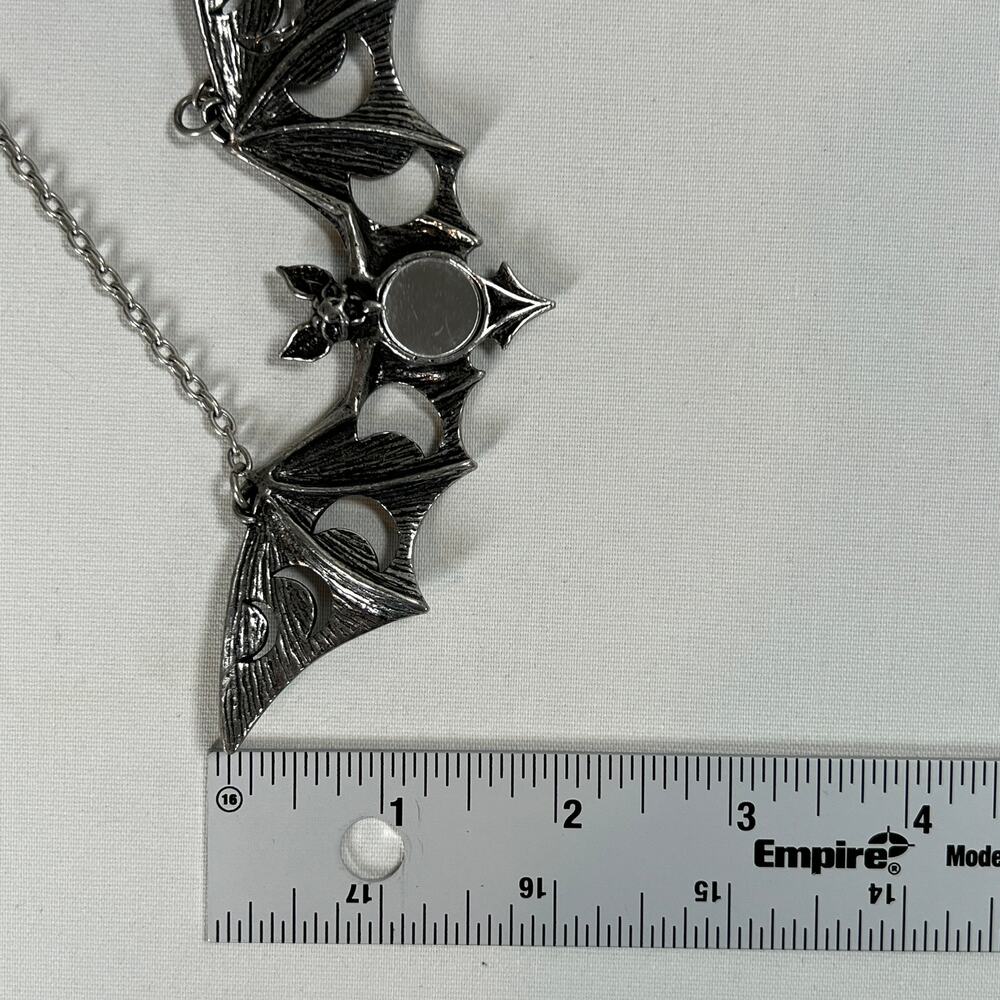 Alchemy Gothic Lunaeca Bat Moon Phase Necklace Mirror Vampire Goth Witchy - Picture 5 of 6